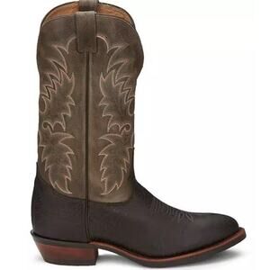 Tony Lama Krauss Boots Stitched Leather Cowboy Western Block Heel Dark Brown 8D